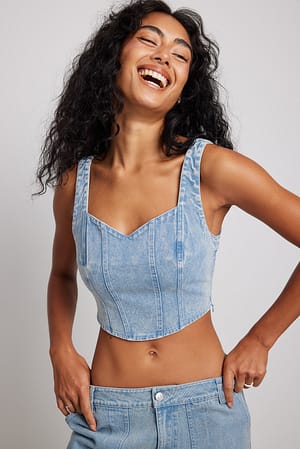 Blue Denim-Korsett-Top