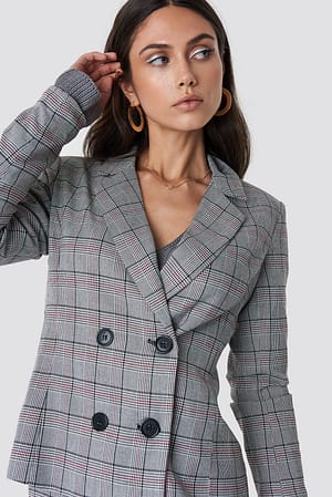 Checked Checked Double Button Blazer