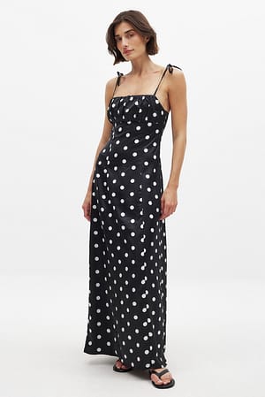 Print Dot Print Slip Maxi Dress