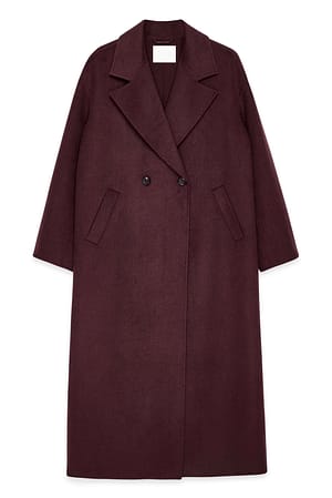 Plum Abrigo de mezcla de lana con doble botón