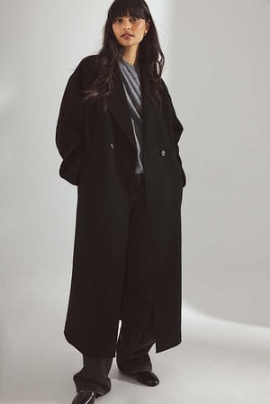 Black Black Manteau croisé en laine mélangée à double boutonnage
