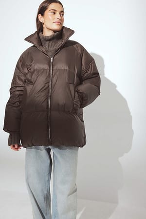 Brown Chaqueta acolchada oversize de plumón