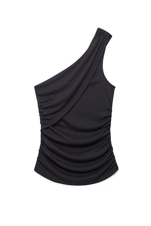 Black Top con detalle drapeado