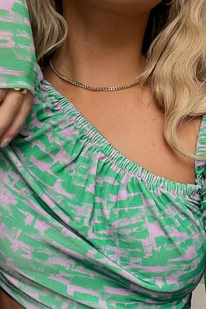 Army Print Draped Front Cut Out Top