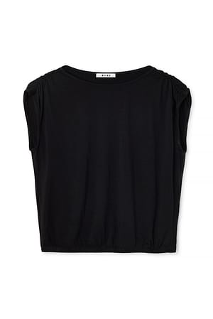 Black Draped Jersey Top
