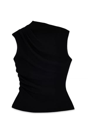 Black Top de jersey drapeado
