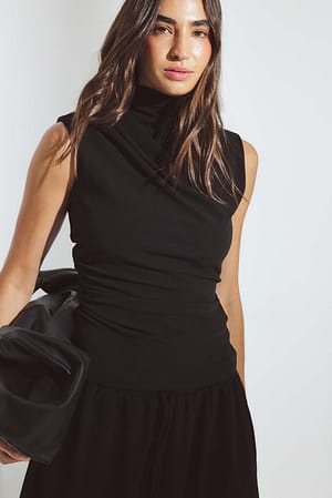 Black Top de jersey drapeado