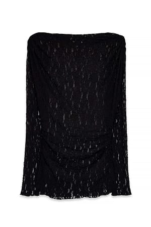 Black drapiertes Spitzen-Top