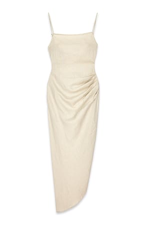 Light Grey Draped Linen Dress