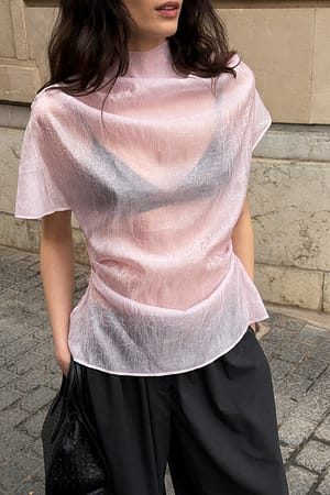 Light Pink Draped Sheer Top