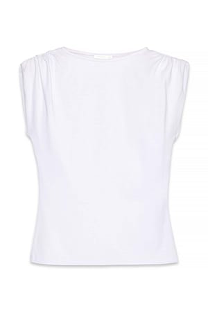 White Draped Shoulder Punto Top