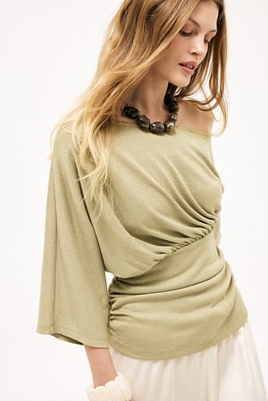 Khaki Green Top Focus con cintura drapeada
