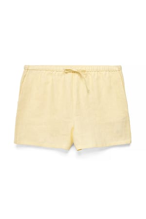 Light Yellow Short en lin à cordon de serrage