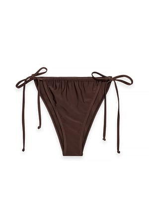 Dark Brown Drawstring Tie High Cut Bikini Panty