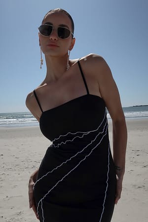 Brown Drop Shape Metal Sunglasses
