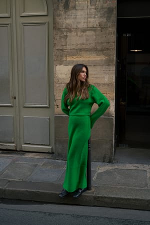 Green Gebreide maxi-rok