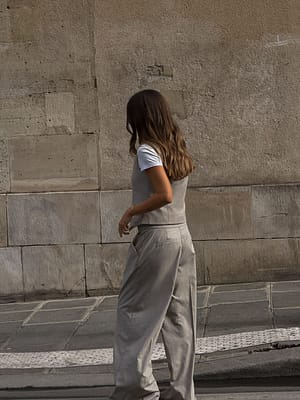 Patterned Mid Waist Wide Leg Trousers