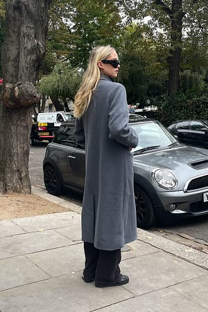 Grey Big Shoulder Oversized Coat