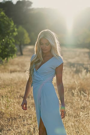 Light Blue Gerecycled maxi wikkeljurk
