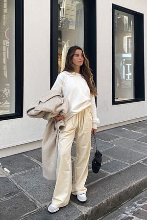 Cream Anzughose mit elastischer Taille