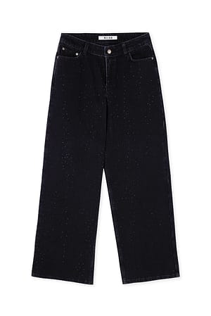 Washed Black Dekorerade jeans