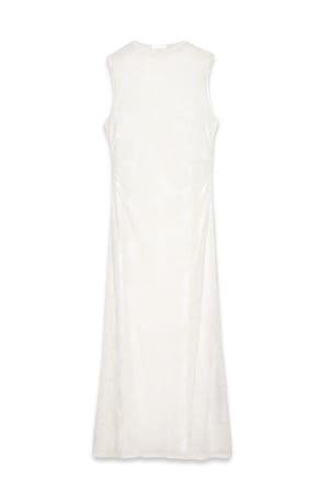 Offwhite Midikjole med burnout-effekt