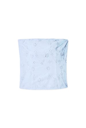 Blue Embroidered Bandeau Top