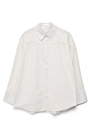 White Chemise en coton brodé