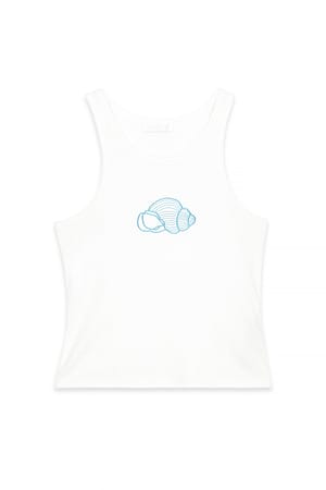 Off White Embroidery Detail Tank Top