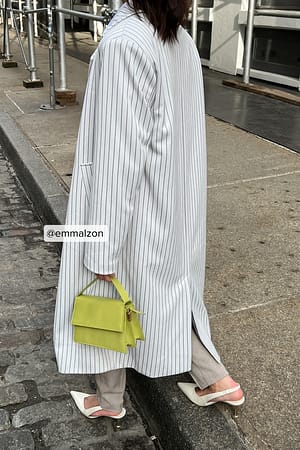 White/Grey Pinstriped Maxi Coat