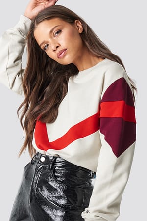 Light Beige Multi Blocked Sweatshirt