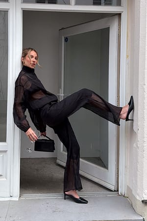 Black Squared Toe Mules