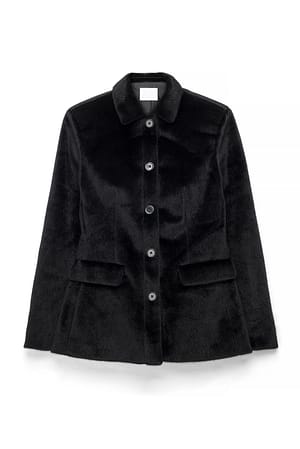 Black Faux Fur Fitted Blazer