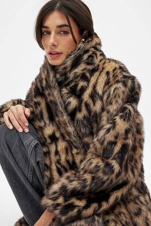 Leopard Print Abrigo de leopardo de pelo sintético