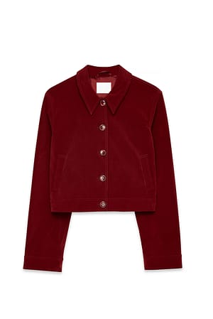 Burgundy Firkantet jakke i semsket skinnimitasjon