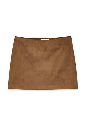 Brown Faux Suede Mini Skirt