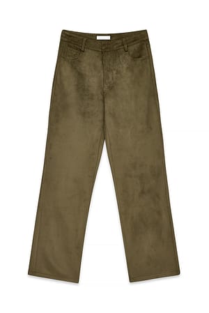 Dark Green Faux Suede Trousers