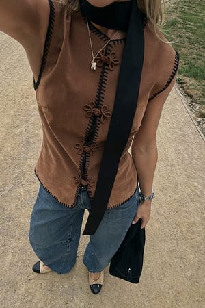 Light Brown Faux Suede Vest