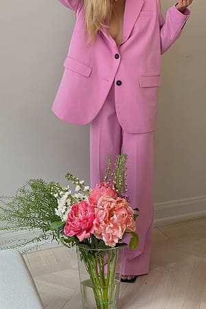 Pink Pantalon de costume taille haute