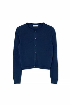 Navy Finstrikket cardigan