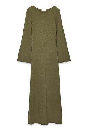 Olive Green Fine Knitted Maxi Dress
