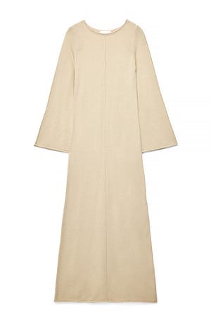 Beige Finstrikket maxikjole