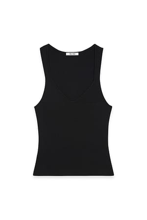 Black Feingestricktes Top mit Rundhalsausschnitt