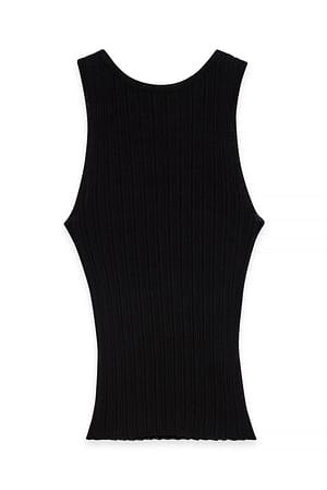 Black Finstrikket topp uten ermer