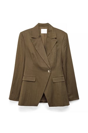 Brown Figursydd blazer i lyocellblanding