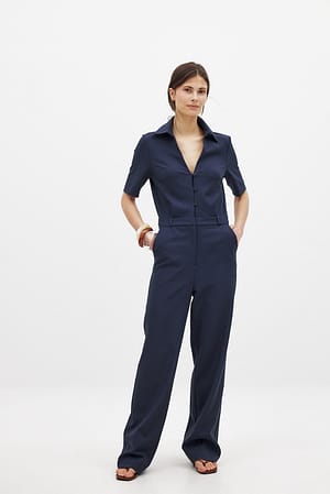 Navy Tettsittende jumpsuit