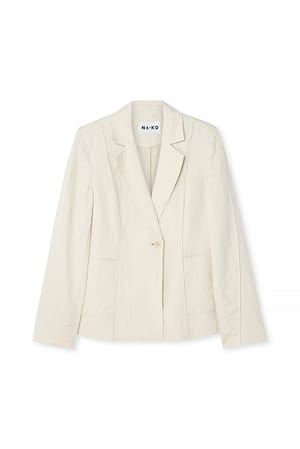 Light Beige Figursydd blazer i linblandning