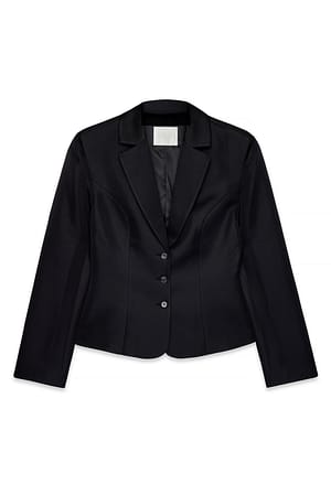 Black taillierter Satin-Blazer