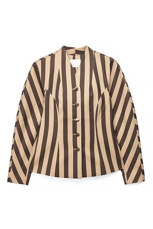 Yellow/Brown Åtsittande randig blazer