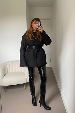 Black Fitted Vinyl Pants